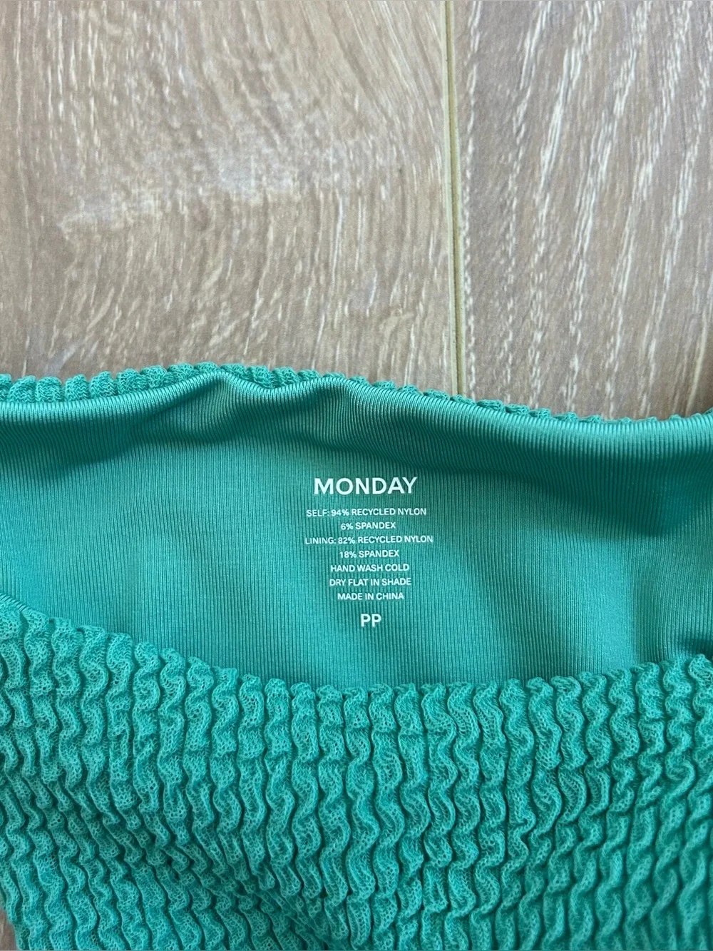 NWT New Monday Swimwear Palma Top and Palma Bottom in Pond Crinkle